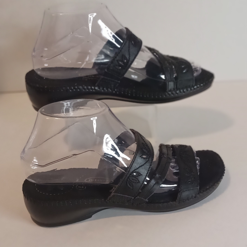 Dr. Scholl's Strap Sandals Gel Pak Insoles Women's 7‎ Black Minor Wear